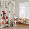 thumbnail image 4 of Dwarfs Mushrooms Shower Curtain, Spring Plant Leaf Butterfly Linen Waterproof Shower Curtain Set with 12 Hooks Lightweight Bath Curtains Fabric Bathroom Decor 36x72 Inches, 4 of 9
