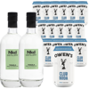 Nkd Distillery Tequila Alternative Premium Non-Alcoholic Spirit 750 ML Bottles w Owen’s Mixers Club Soda 8.2 OZ Cans - Perfect for Mocktails - A