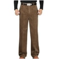 thumbnail image 1 of Puntoco Pantalones de pana de cintura alta con cremallera y bolsillo y tubo recto de color liso para hombre, sin terciopelo añadido, 1 of 7