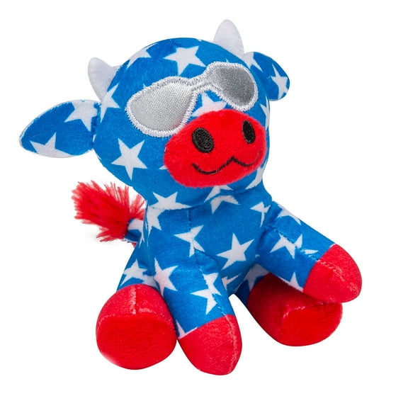 Fun Express 4 1/2" x 4 1/4" Patriotic Stuffed Cows with Sunglasses - 12 Pieces