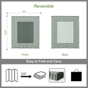 Auto Drive 9 x 12 Reversible Grey Greek Key RV Outdoor Patio Mat, Perfect for RV Patios and Garden Patios, Polypropylene