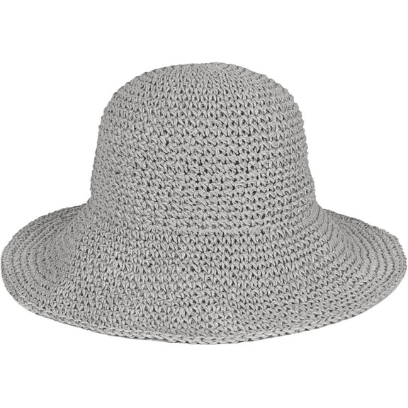 Derest Womens Floppy Straw Sun Hat Packable Wide Brim Summer Beach Hat Crochet Bucket Hat