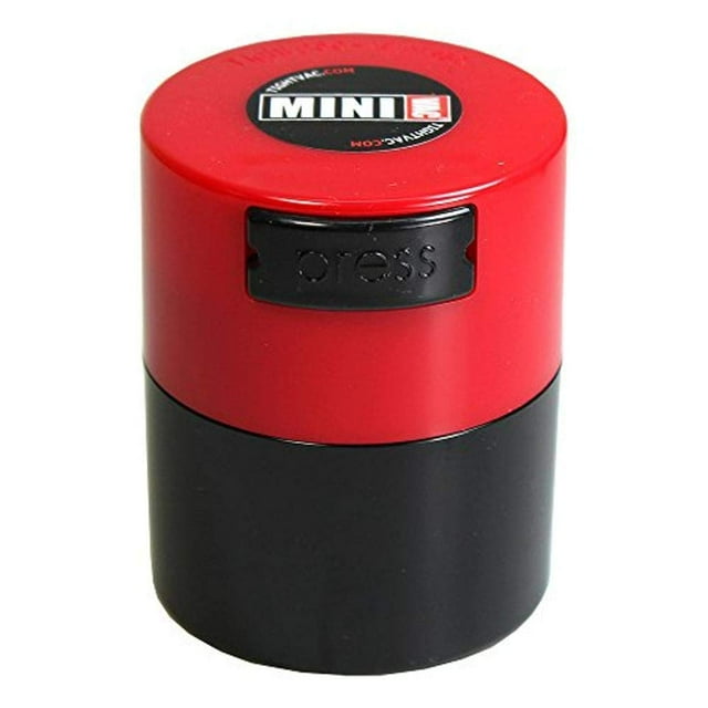 Minivac - Contenedor De Almacenamiento Portátil Hermético Multiusos Con Sellado Al Vacío De 10 G A 30 Gramos Para Productos Secos, Alimentos Y Hierbas - Tapa Roja Y Cuerpo Negro
