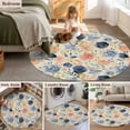thumbnail image 5 of Round Rugs 4Ft, Colorful Flowers Round Area Rug Washable Indoor Throw Carpet, Watercolor Retro Blue Pink Floral Soft Non Slip Circle Rug for Kitchen Nursery Room Home Decor Aesthetic, 5 of 8
