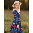 thumbnail image 2 of Lanbubble Girls Dresses Long Sleeve Butterfly Printed Casual Twirly Dress Fall Clothes 5-13 Years, 2 of 10