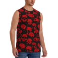 thumbnail image 2 of Bingfone Red Skulls Pattern Men's Tank Tops Workout Sleeveless Tee Shirts Running Beach Tanks for Men-Medium, 2 of 7