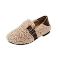 thumbnail image 3 of KEVCHE Womens Fuzzy Loafers ,Buckle Slip On Flat Cozy Winter Shoes, Plush Fleece Upper Buckle Strap Non-Slip Sole Warm Shoes ,Indoor Outdoor Casual Daily Fall Winter Shoes, 3 of 6