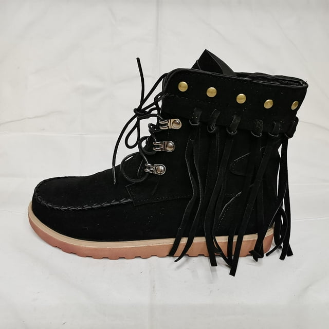 Tjiojio Chaussures pour Femmes Offres, Mode Automne Chaussures à Franges Décontractées Grande Taille Chaussures Plates