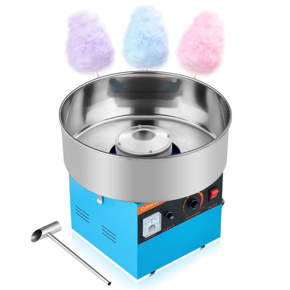 VEVOR Cotton Candy Machine Commercial, 1000W Electric Candy Floss Maker, Easy Use with 15 inch Stainless Steel Bowl and Sugar Scoop, Makes Hard Candy for Home Kids Birthday, Family Party, Blue