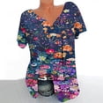 thumbnail image 3 of Blusas de Manga Corta para las Mujeres con Cuello en V Impreso Suéter Casual Top, Blusas para las Mujeres Casual, 3 of 4
