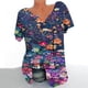 thumbnail image 2 of Blusas de Manga Corta para las Mujeres con Cuello en V Impreso Suéter Casual Top, Blusas para las Mujeres Casual, 2 of 4