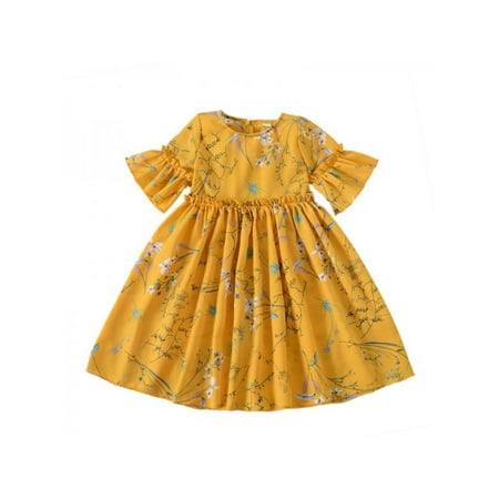 

Baby Girls Dress Floral Elegant Short Sleeve Party Princess Dresses Pageant Sundress