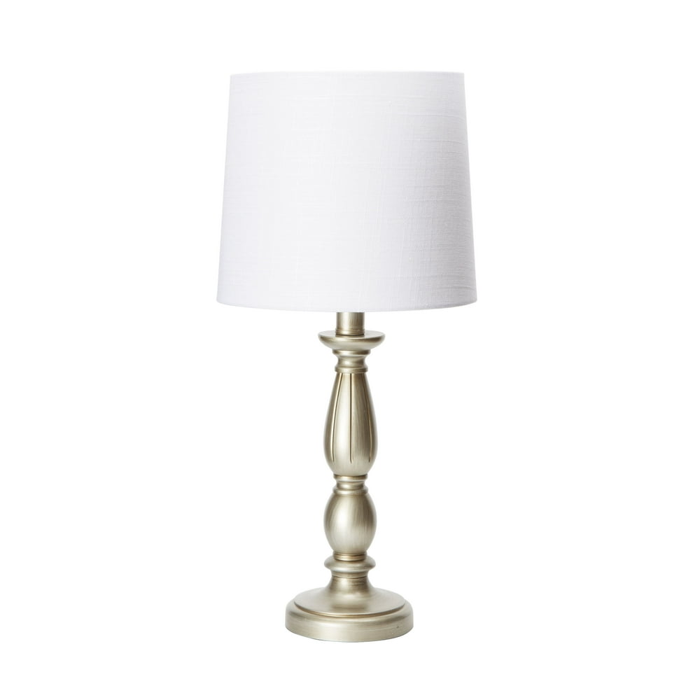 Mainstays Antique Silver Turned Resin Table Lamp with BULB Included