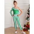 thumbnail image 6 of iEFiEL Girls Christmas Candy Cane Costume Striped Ballet Unitard Sequins Jumpsuit Green 14, 6 of 7