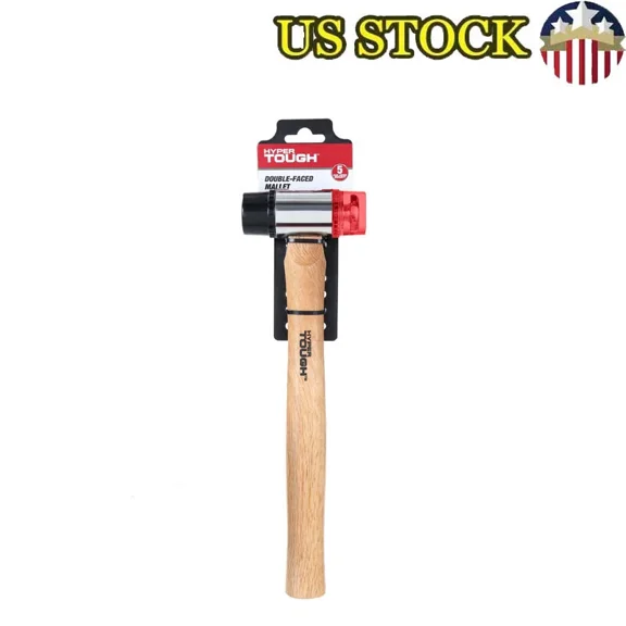 Double Face Mallet Hammers Ergonomic Wood Handle Plastic Heads Anti-Slip New