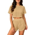 thumbnail image 3 of Endives Womens Pajama Sets Hollow Out Breathable Short Sleeve Tshirt and Shorts Split Home Set Two Piece Pajamas Matching Sets Women Clothing, 3 of 7
