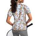 thumbnail image 2 of Whosucclay Quarter Zip Athletic Tops, Groundhog and Rugby Ball Pattern Polyester V Neck Soft V Neck Golf Shirts for Women for Tennis Bowling Outdoor Size Medium, 2 of 10