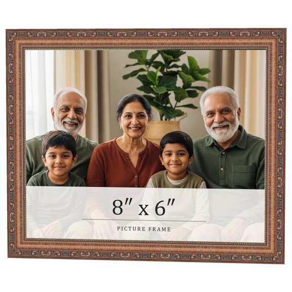 8x6 Frame Gold Solid Wood Picture Frame Width 1.25 Inches | Interior Frame Depth 0.375 Inches |