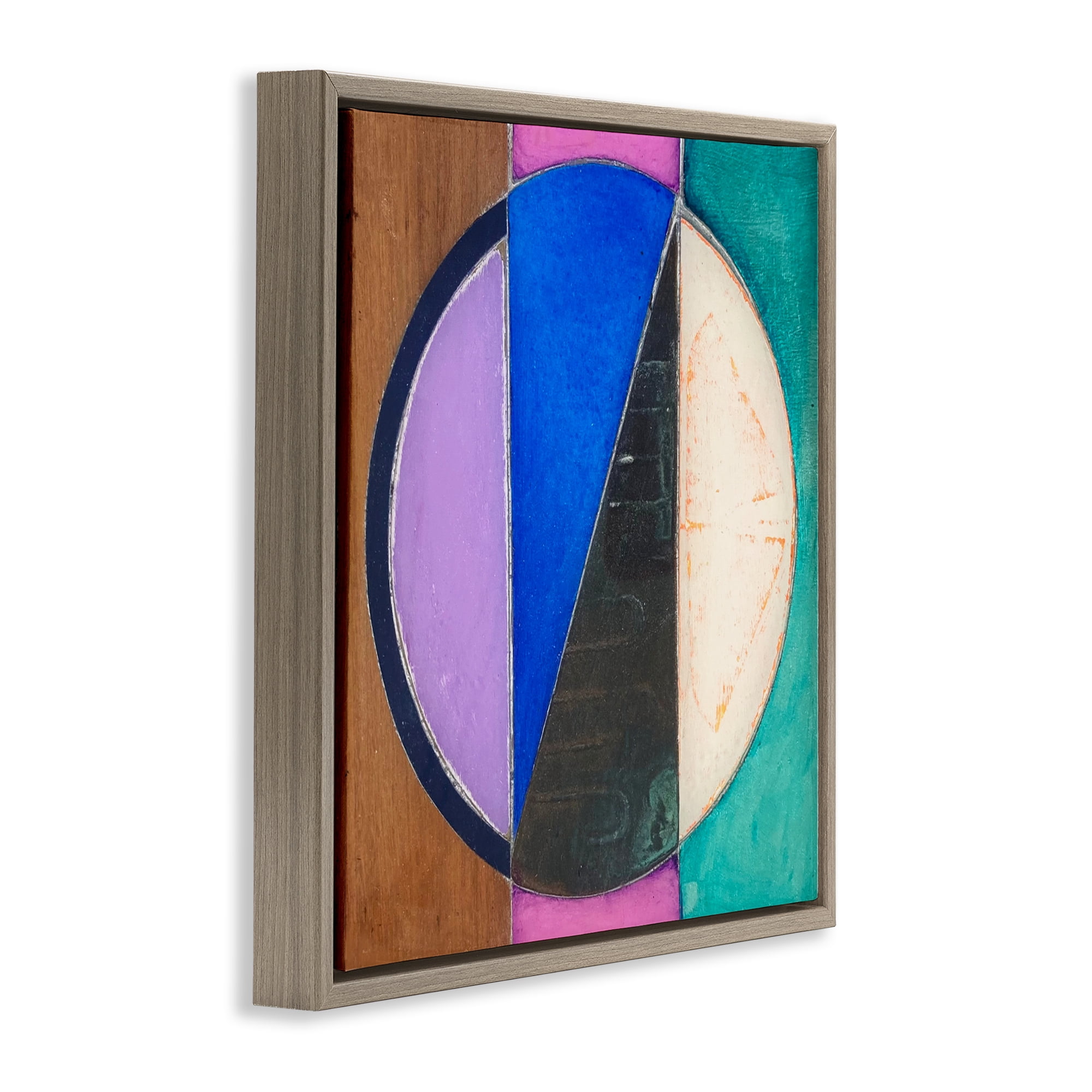 Stupell Industries Split Symmetry Circle Brown Framed Floater Canvas Wall Art, design by Matthew Finger