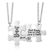Udobuy 2 Pcs Silver Best Friends Necklaces Set Pizza for Teen Girls BFF Friendship Necklaces Set