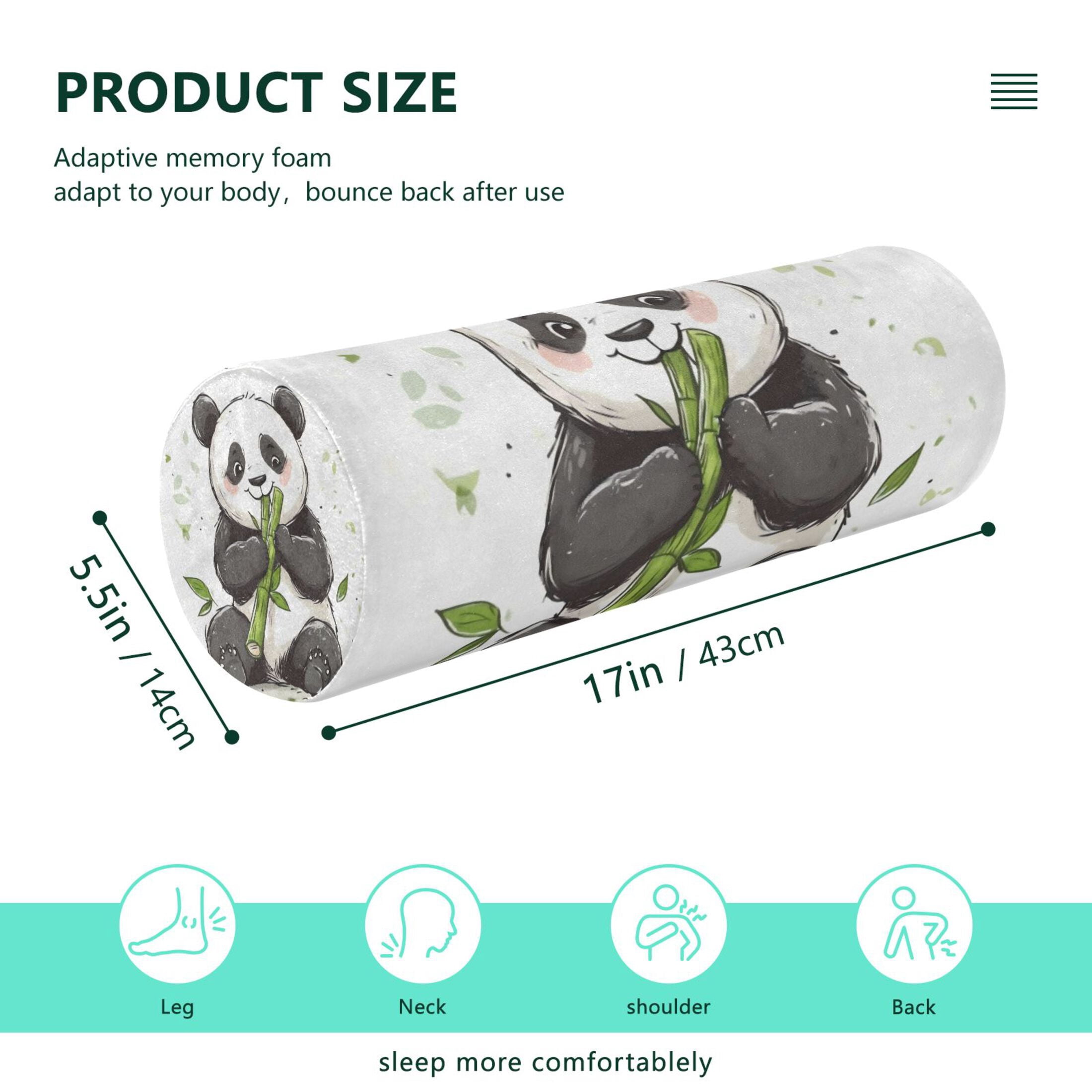 Neck pillow Round Cervical Pillow Cylindrical Pillow Lumbar Pillow Sofa Headrest Pillow Support For the Back, Neck and Head Cute Panda Eats Bamboo