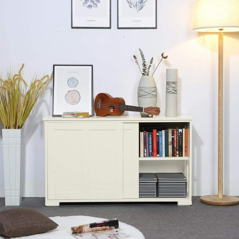 Go2buy antique white stackable sideboard buffet storage cabinet with cheap sliding door kitchen dining room furniture