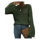 thumbnail image 1 of Txlixc Mujeres Trendy Hollow-Out Tops, Crochet Color sólido Cuello redondo Manga larga Punto Tops con puños acampanados para damas Txlixc  Moda, 1 of 9