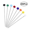 thumbnail image 1 of MasteelfCA 250pcs Glass Head Multicolor Sewing Pin for DIY Sewing Crafts (4mm Head + 34mm Pin), 1 of 7