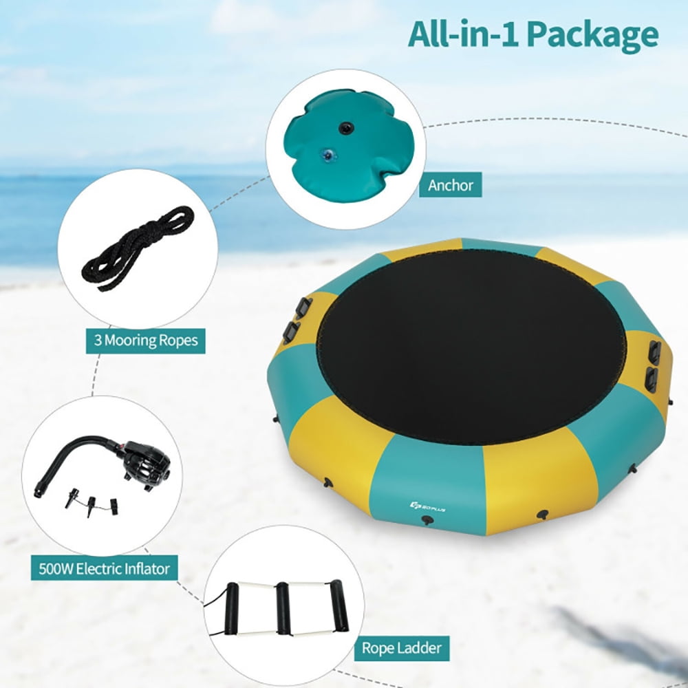 Aimee Lii 15 Feet Inflatable Splash Padded Water Bouncer Trampoline, Outdoor Trampoline for Kids, Yellow Aimee Lii 15 Feet Inflatable Splash Padded Water Bouncer Trampoline, Outdoor Trampoline for Kids, Yellow