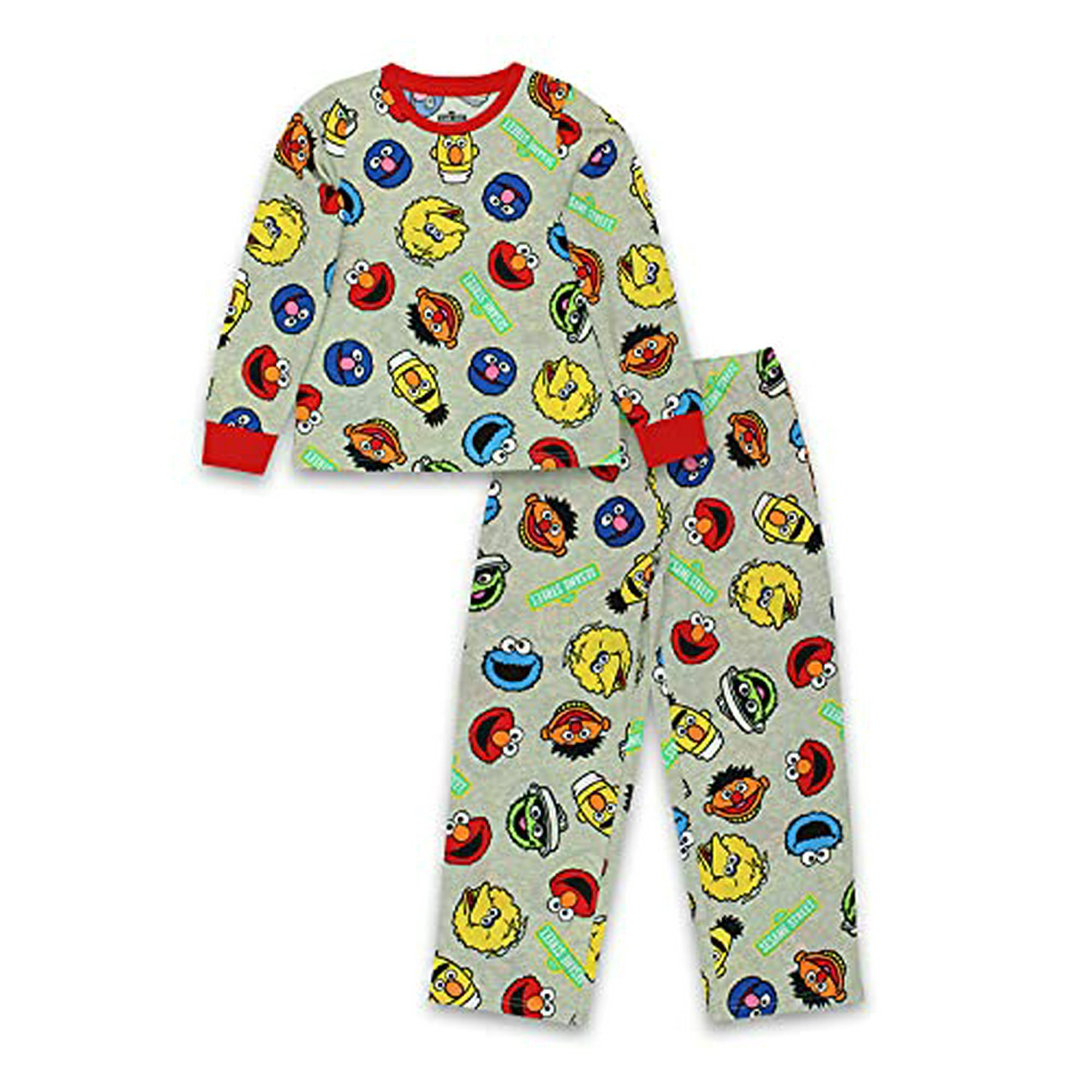 Elmo Kids Long Sleeve 2 Piece Pajamas Set 8 Gray