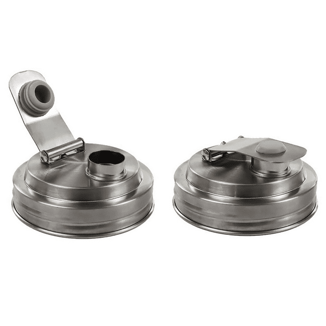 2Pc Wide Mouth Mason Jar Stainless Steel Pour Spout Lid,Reusable Mason Jar Lids for Wide Mouth Mason Jars,Without Handle