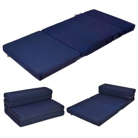 Queen Size 4'' Quart -Fold Foam Folding Mattress Futon Sleepover Sofa
