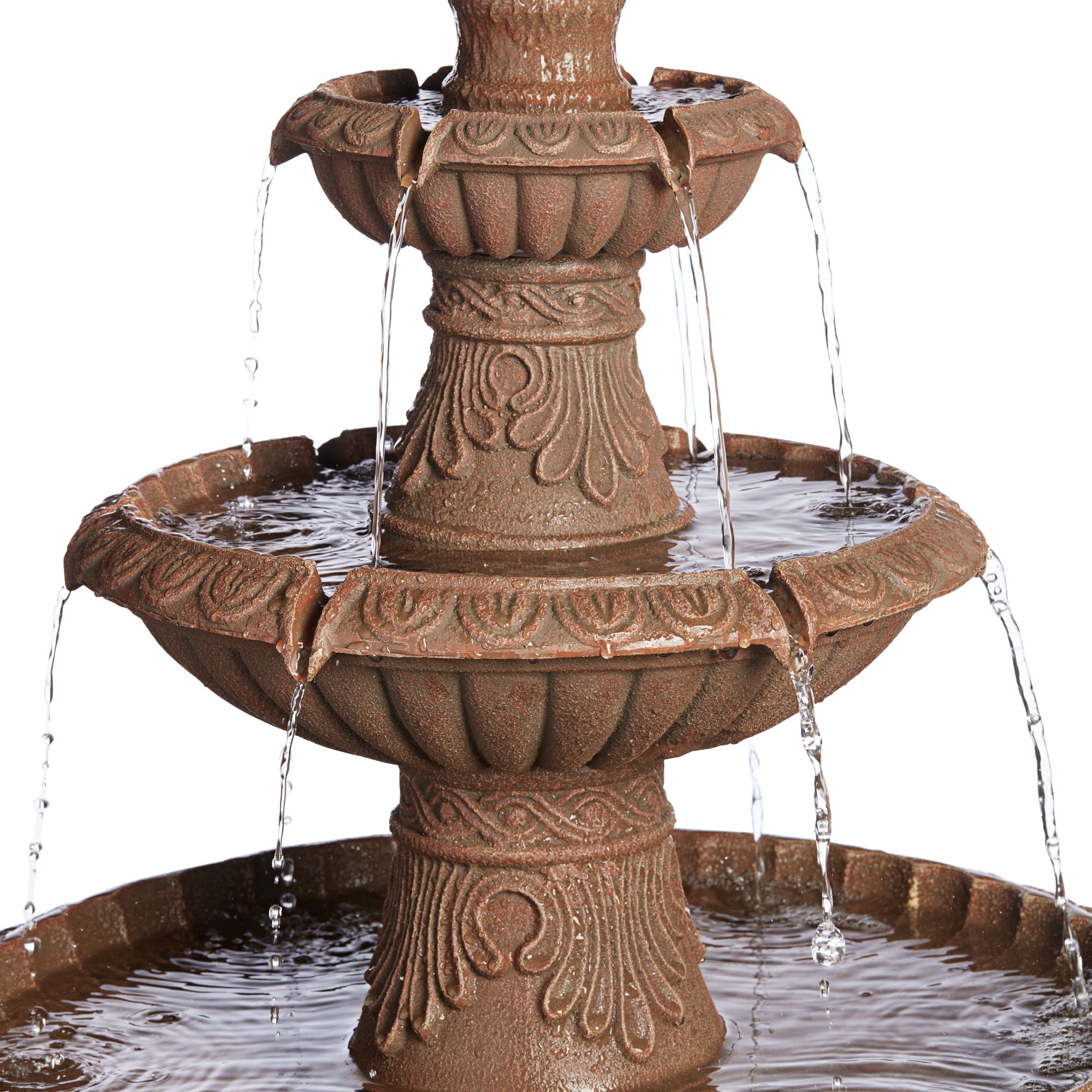 Santa Cruz 45 3/4" High Large Italian Outdoor Decor Faux Stone Floor Fountain with Light LED 3-Tier Outside