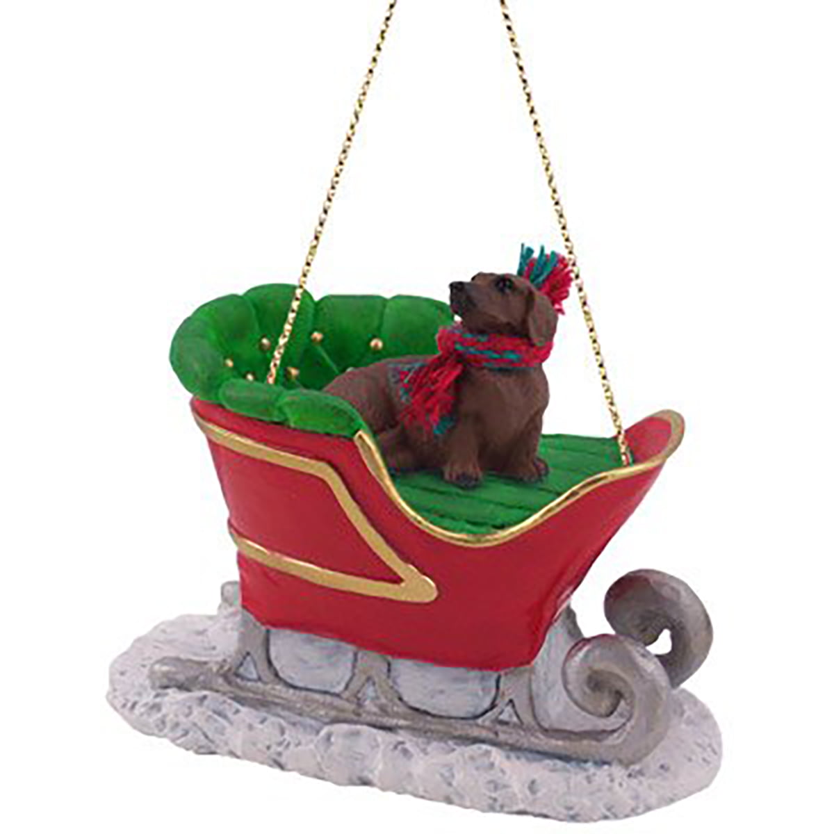 Conversation Concepts Red Dachshund Dog Sleigh Dog Holiday Ornament