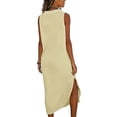 thumbnail image 5 of Vacation Dresses for Women Button Up Collared Shirt Dress with Pocket Solid Color Sleeveless Maxi Dress Summer Beach Split Dresses, 5 of 7