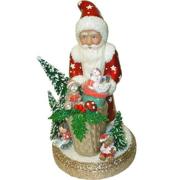 Alexander Taron 1750 Schaller Paper Mache Candy Container - Santa Red with Gifts