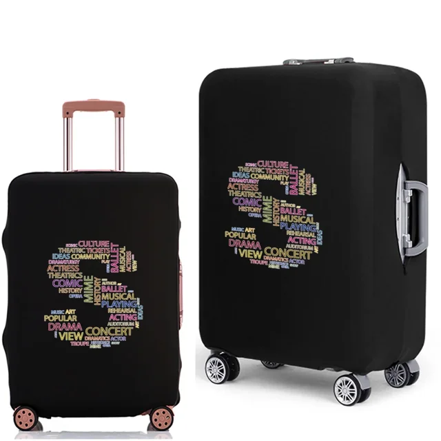 2022 Luggage Case Protective Cover Text 26 Letter Pattern Travel Elastic Duffle Luggage Dust Cover for 18-28 Inch Suitcase 8text S L
