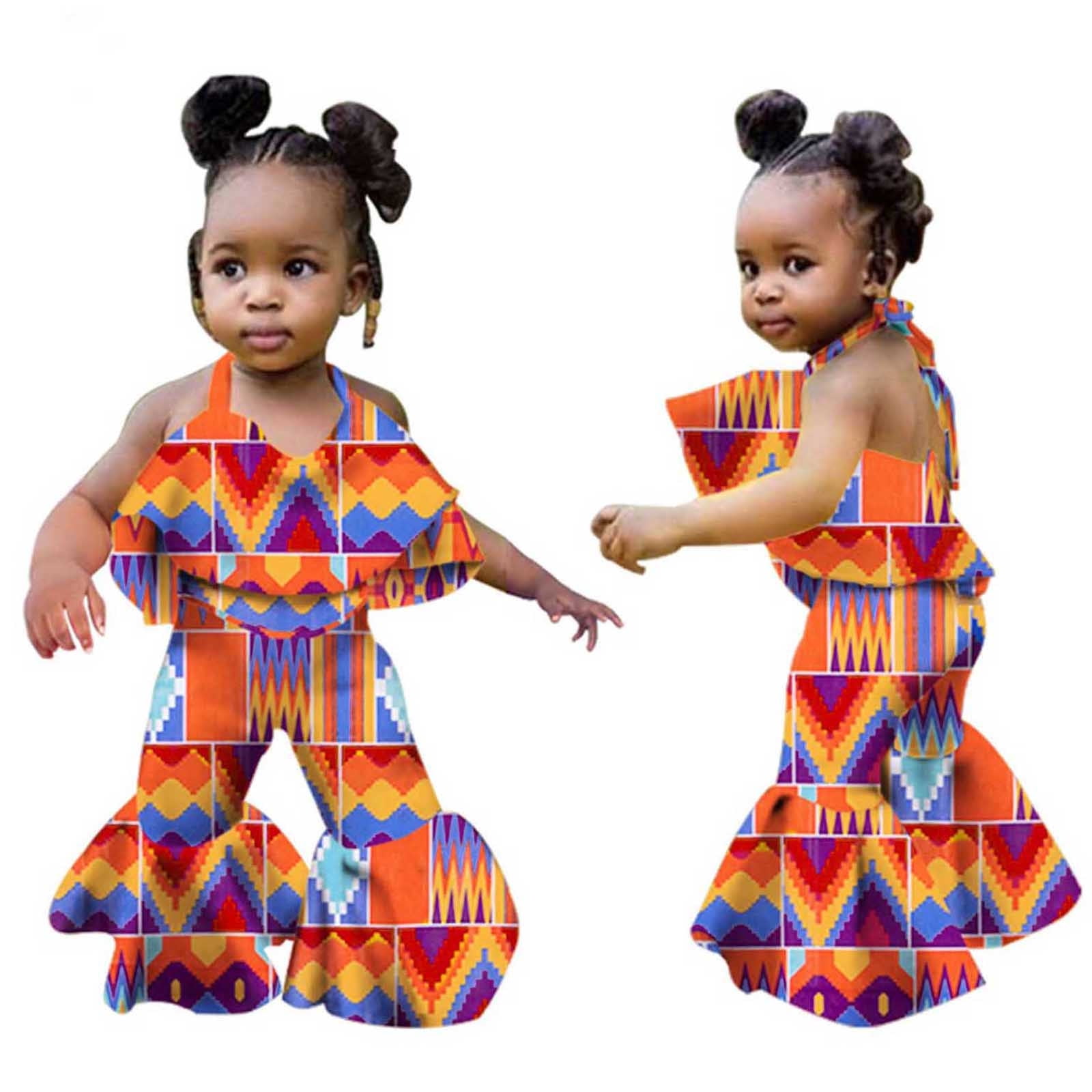 Toddler Girls African Traditional Style Sleeveless Romper Kids Ankara  Backless Suspenders Jumpsuit 1-6Y - Walmart.com