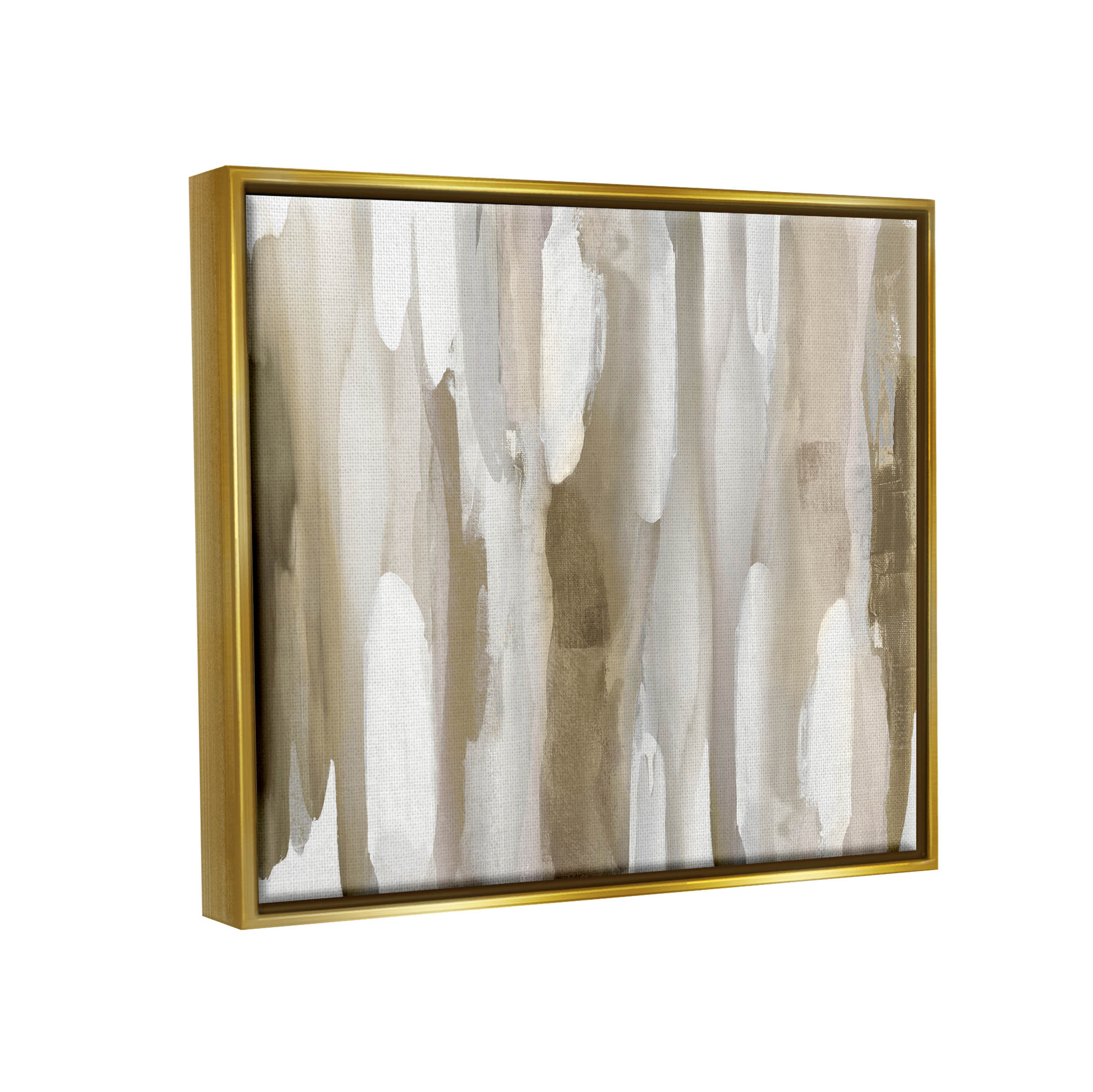 Stupell Industries Brown Fluid Shapes Arrangement Graphic Art Metallic Gold Floating Framed Canvas Print Wall Art, Design by Jackie Hanson