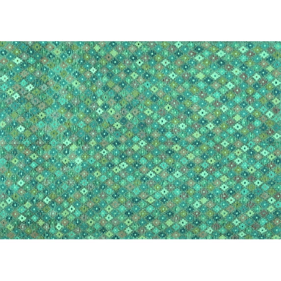 Ahgly Company Machine Washable Indoor Rectangle Southwestern Turquoise Blue Country Area Rugs, 8' x 12'