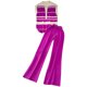 thumbnail image 1 of Pantalones Casuales de Mujer Cuello Redondo Manga Corta Tops Y Elástico de la Cintura Pantalones Largos Conjuntos, Desgaste Casual, 1 of 2
