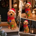 thumbnail image 3 of SPOORYYO Lighted Christmas Dog Decor Resin Statue with Santa Hat and Scarf, Multicolor LED String Lights Holiday Porch Yard Decoration, 3 of 7