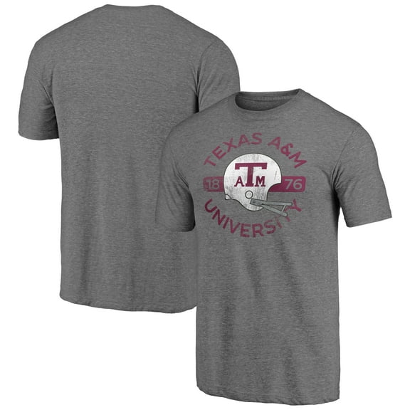 Men's Heather Gray Texas A&M Aggies Helmet Arch Tri-Blend T-Shirt