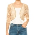 thumbnail image 4 of MOA COLLECTION Women's Casual Lace Bolero Crochet Open Cardigan 3/4 Sleeve Sheer Cover Up Jacket, 4 of 7