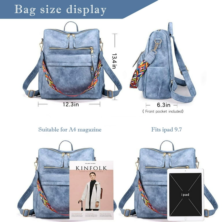 Yomym Women's Fashion Backpack Purse Multipurpose Design Convertible Satchel Handbags Shoulder Bag Travel Bag, Size: Large, Blue