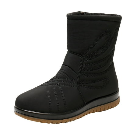

TAIAOJING Women s Boots Ladies Mid Length Snow Boots Flat Velvet Warm Boots Casual Soft Bottom Ski Boots Fashion Shoes