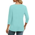 thumbnail image 5 of Texiao 3/4 Length Sleeve Women's Tops V Neck Casual Tunic Tops Basic Shirts Loose Fit Blouse, 5 of 9