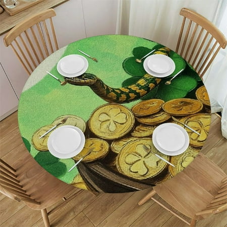 

Patifu Shamrock Snake Round Tablecloth Stain-Resistant Washable for Indoor Outdoor Restaurants Weddings Parties 100% Polyester Table Cloth Picnic Dining Kitchen Farmhouse 38 -42