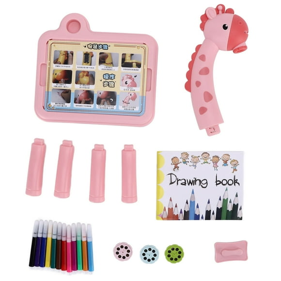 Mesa de proyección de dibujo, proyector educativo para niños, tablero de pintura para aprendizaje temprano, arte, rosa