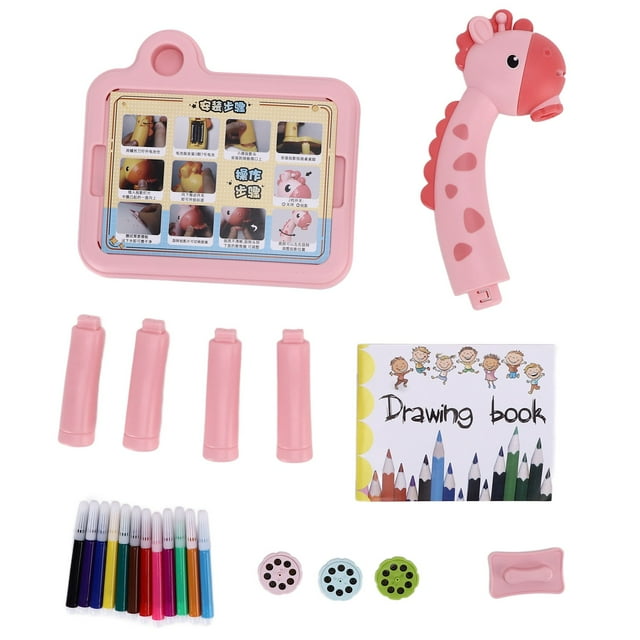 Mesa de proyección de dibujo, proyector educativo para niños, tablero de pintura para aprendizaje temprano, arte, rosa